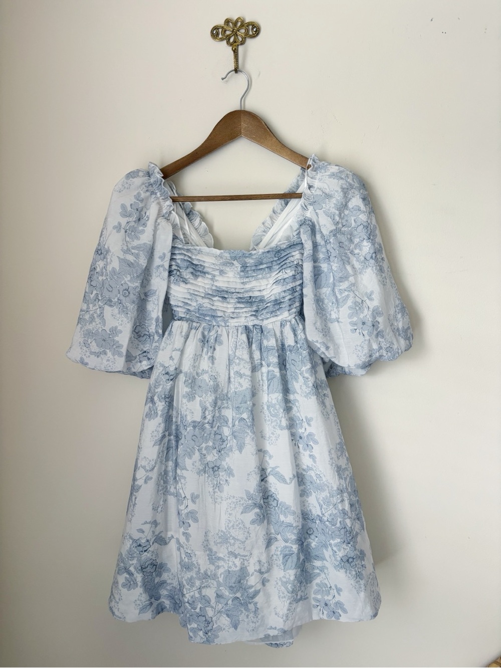 Sofie The Label Blue Floral Puff Sleeve Savannah Mini Dress Small
